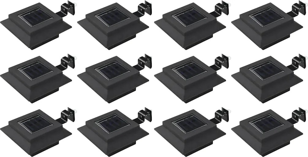 vidaXL Lămpi solare de exterior, 12 buc., negru, 12 cm, pătrat, LED