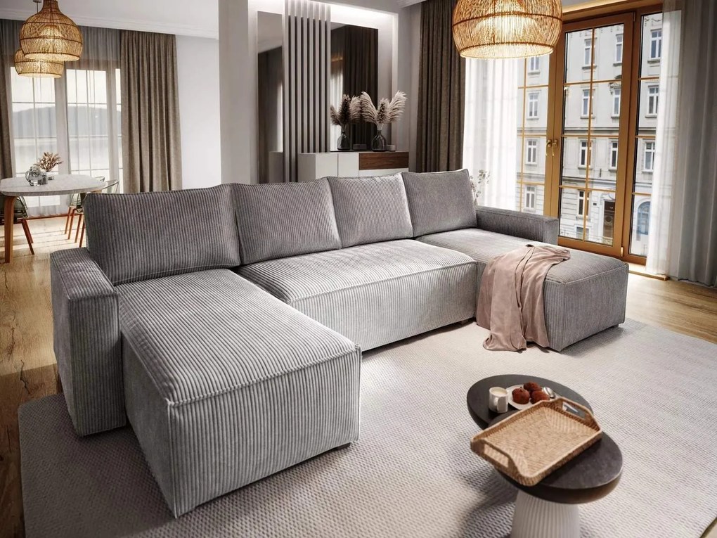 Coltar in forma de U SMART COSARO 295x140 cm, gri deschis