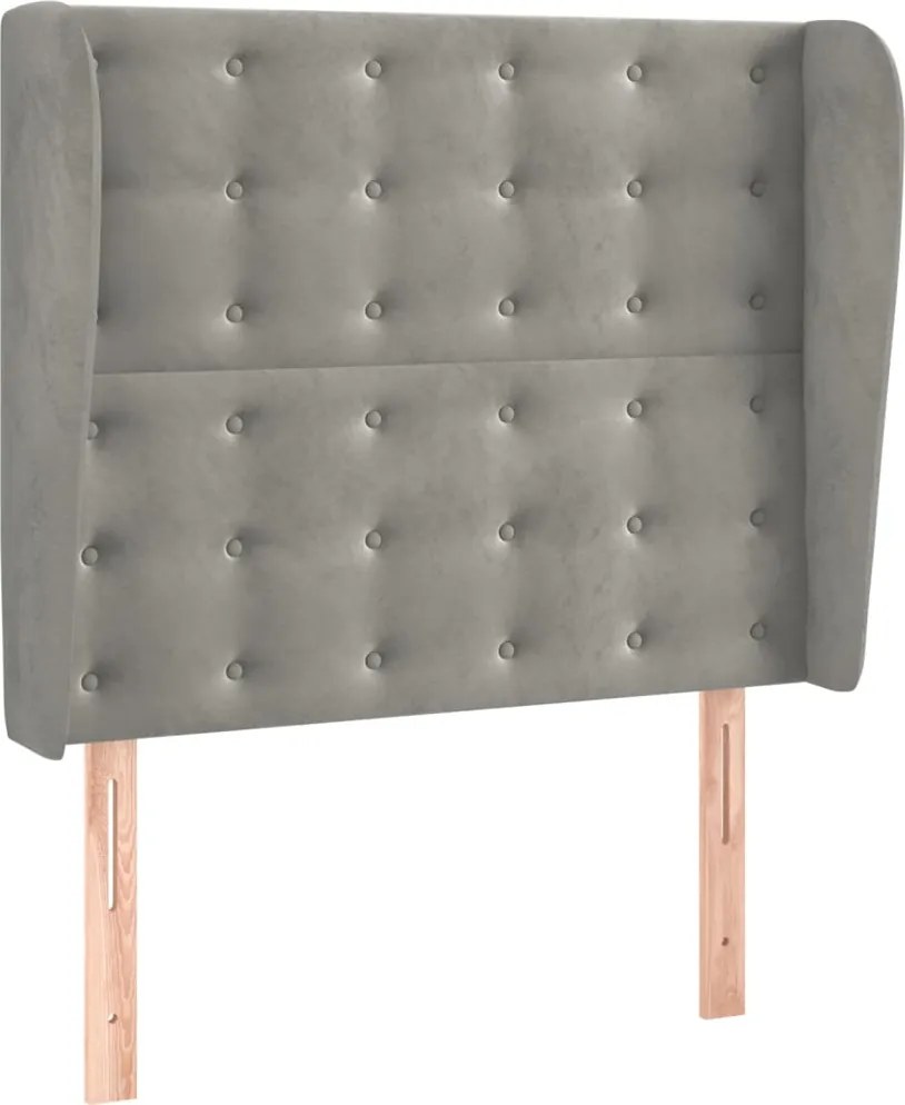 vidaXL Tăblie de pat cu aripioare gri deschis 83x23x118/128 cm catifea