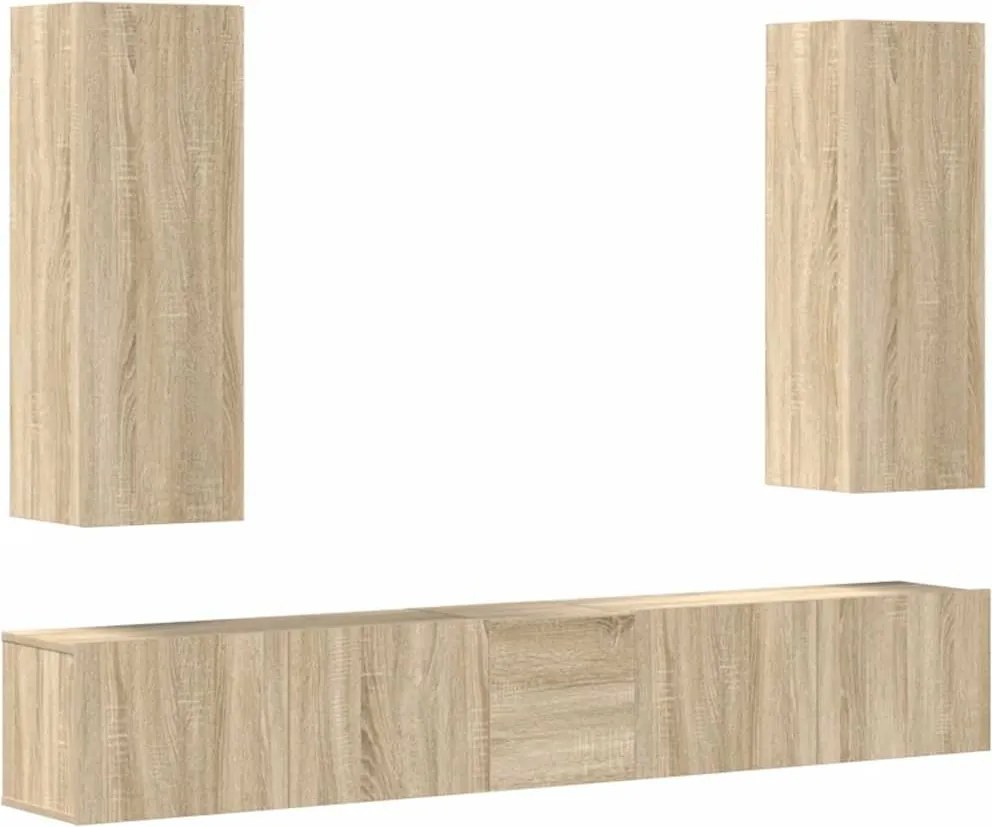vidaXL Set dulap TV, 5 piese, stejar sonoma, lemn prelucrat