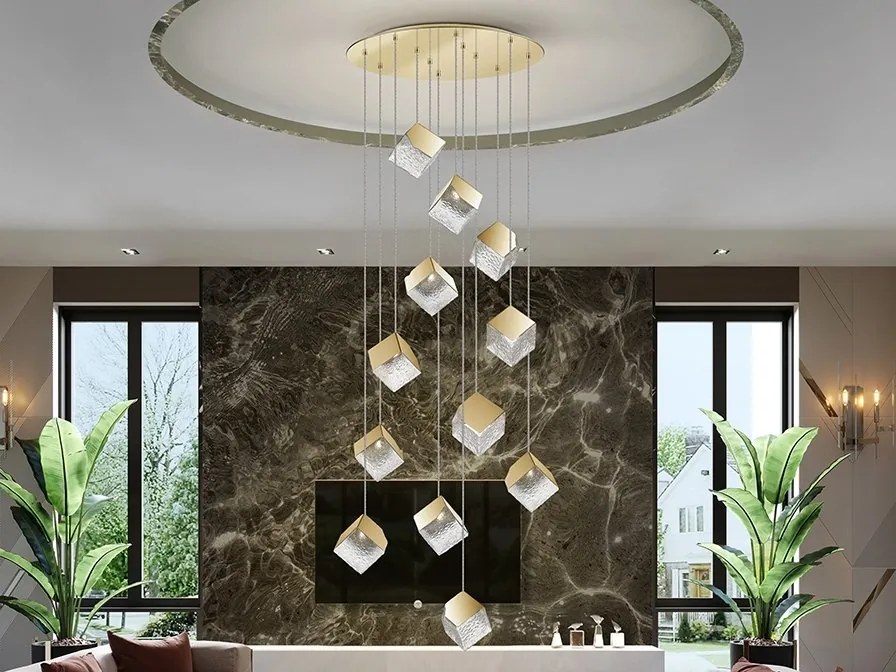 Lustra suspendata casa scarii design decorativ Priscila aurie