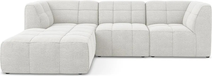 Colțar alb cu tapițerie din țesătură bouclé (cu colț pe partea stângă/cu șezlong) Aloha – Makamii