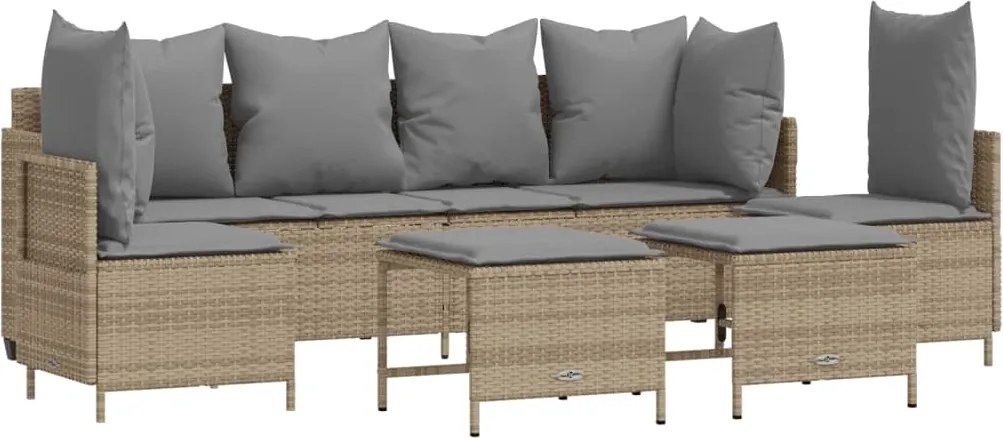 vidaXL Set canapele de grădină cu perne, 5 piese, bej, poliratan