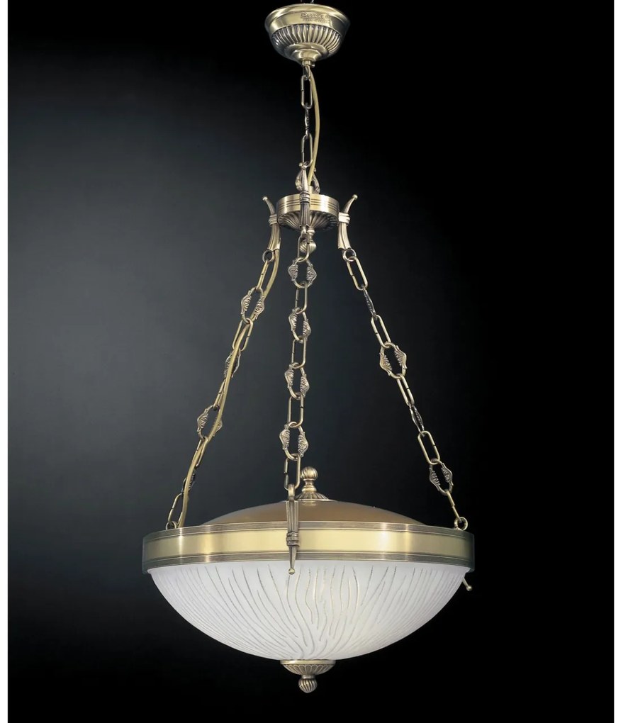 Lustra suspendata design clasic din alama si sticla 5600