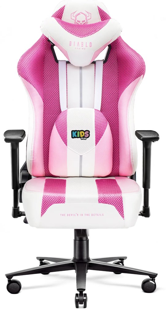 Scaun gaming din material pentru copii Diablo X-Player 2.0: Marshmallow Pink / roz, Kids Size Diablochairs