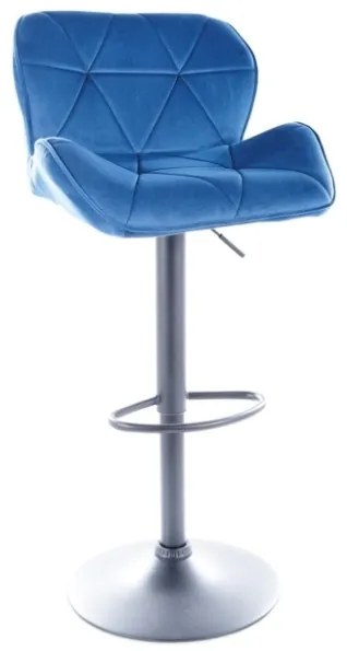 Set 2 scaune de bar din catifea reglabil 60-83 cm albastre