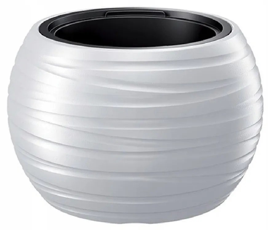 Ghiveci decorativ de flori, rotund, alb, 39.6x26 cm, Maze Bowl