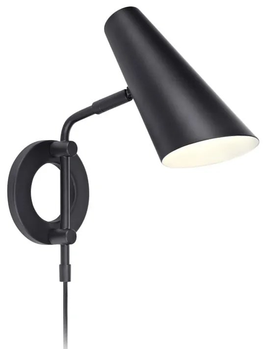 Aplică de perete neagră cu alimentare la priză ø 9,5 cm Cal – Markslöjd