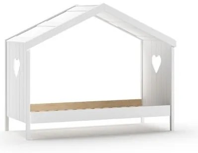 Pat Căsuță AMORI, 90x200 cm, Alb ,Pin Scandinavian și MDF – Vipack