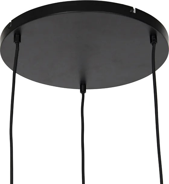 Lampă pendantă de design neagră cu sticlă aurie și fum cu 3 lumini - Zuzanna