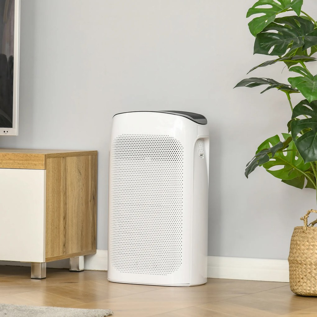 HOMCOM Purificator Aer cu Filtru HEPA Eficient, Elimină Poluanți, 32.7x22x55.8 cm, Silențios, pentru Acasă și Birou | Aosom Romania