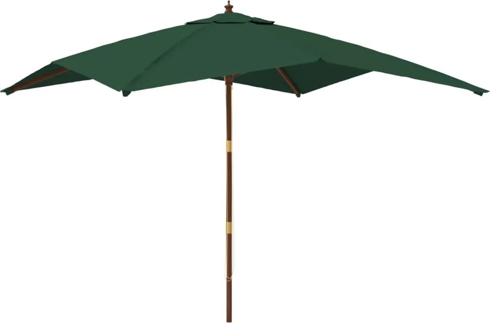 vidaXL Umbrelă de grădină stâlp din lemn, verde, 300x300x273 cm