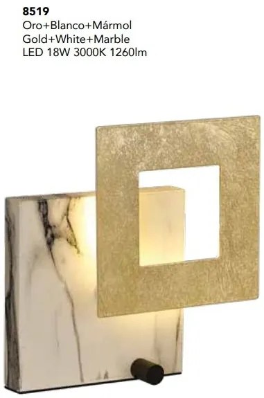 Veioza, Lampa de masa LED design ambiental DALIA auriu/ alb marmorat
