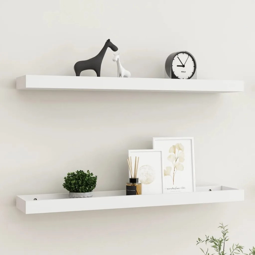 330227 vidaXL Rafturi de perete Loggia, 2 buc., alb, 80x15x4 cm, MDF