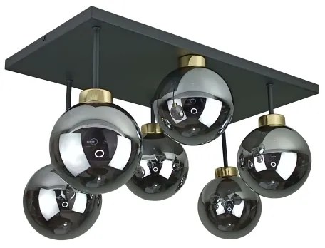 Lustră aplicată DEA 6xE14/60W/230V negru/auriu/negru fumuriu