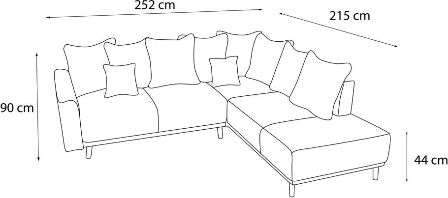 Colțar extensibil cu șezlong pe partea dreaptă Bobochic Paris Mola L, albastru navy