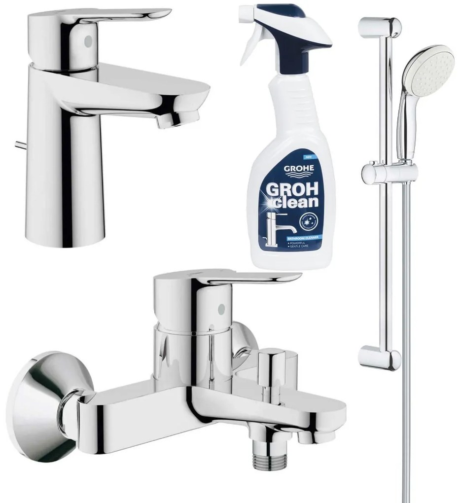 Pachet complet baterii baie Grohe Bau Edge marimea S(GRO11292701), plus solutie de curatat baterii(48166000)