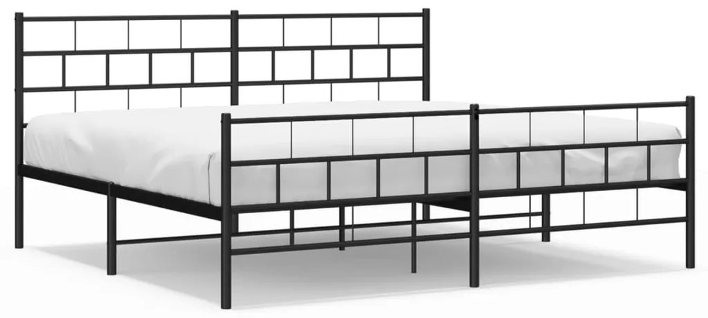 355682 vidaXL Cadru pat metalic cu tăblii de cap/picioare, negru, 183x213 cm