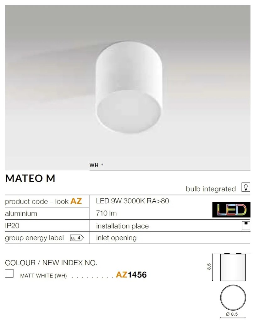 Spot LED aplicat tavan/plafon MATEO M
