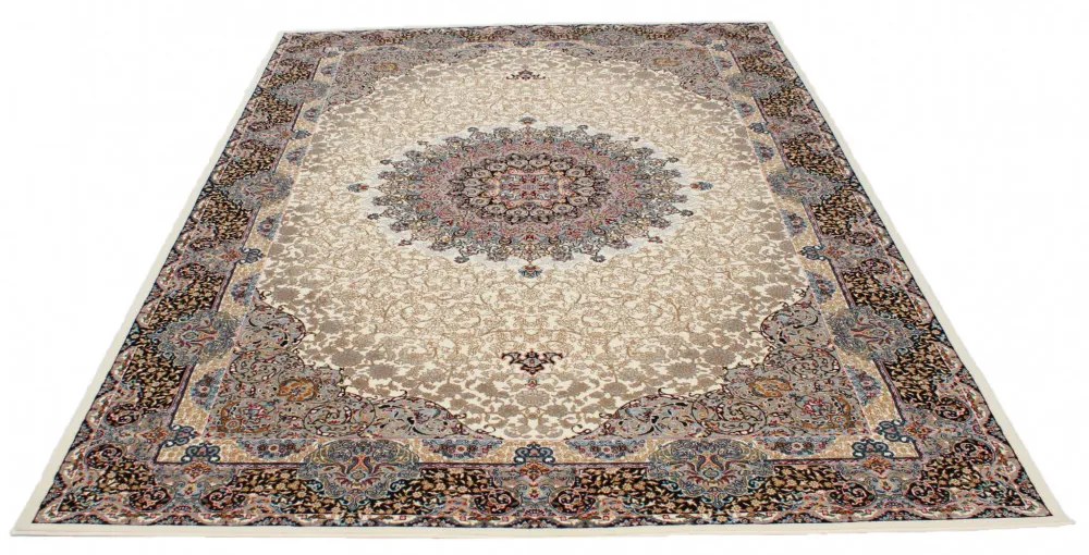 Covor Persan bej Kerman 140x200 covor mecanic elegant pentru living sau dormitor