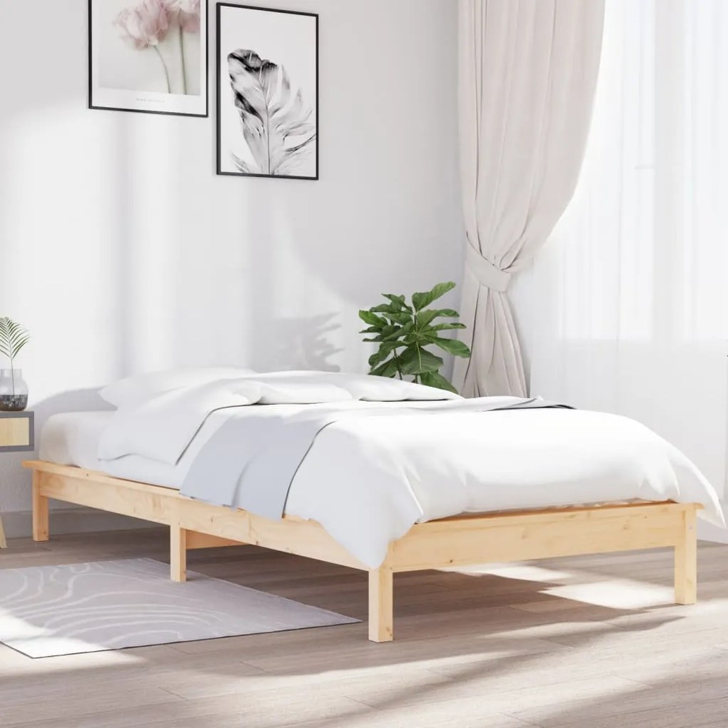 820566 vidaXL Cadru de pat, 75x190 cm, mic, single, lemn masiv de pin