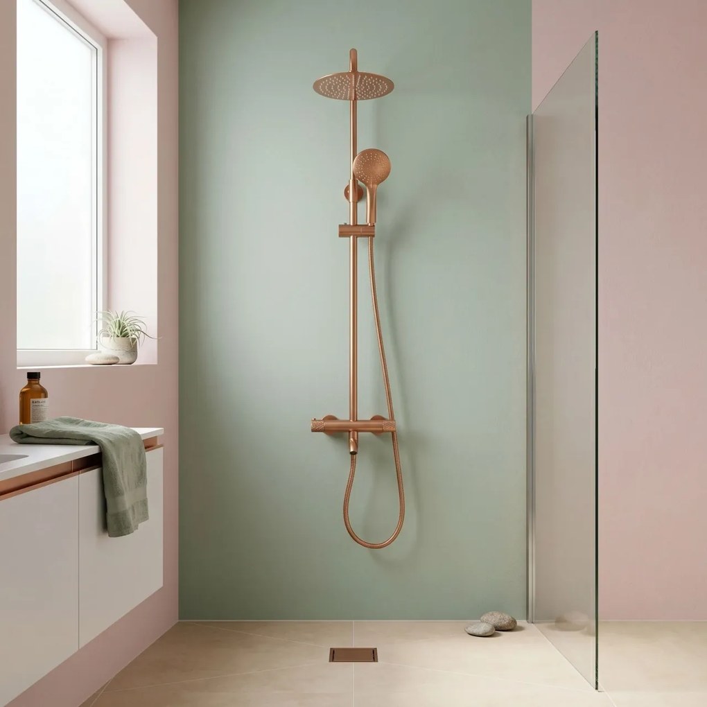 Coloana de dus cu termostat Lungo Diamond Copper Brush