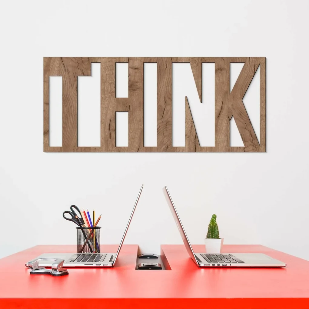 DUBLEZ | Inscripție din lemn pentru perete - THINK