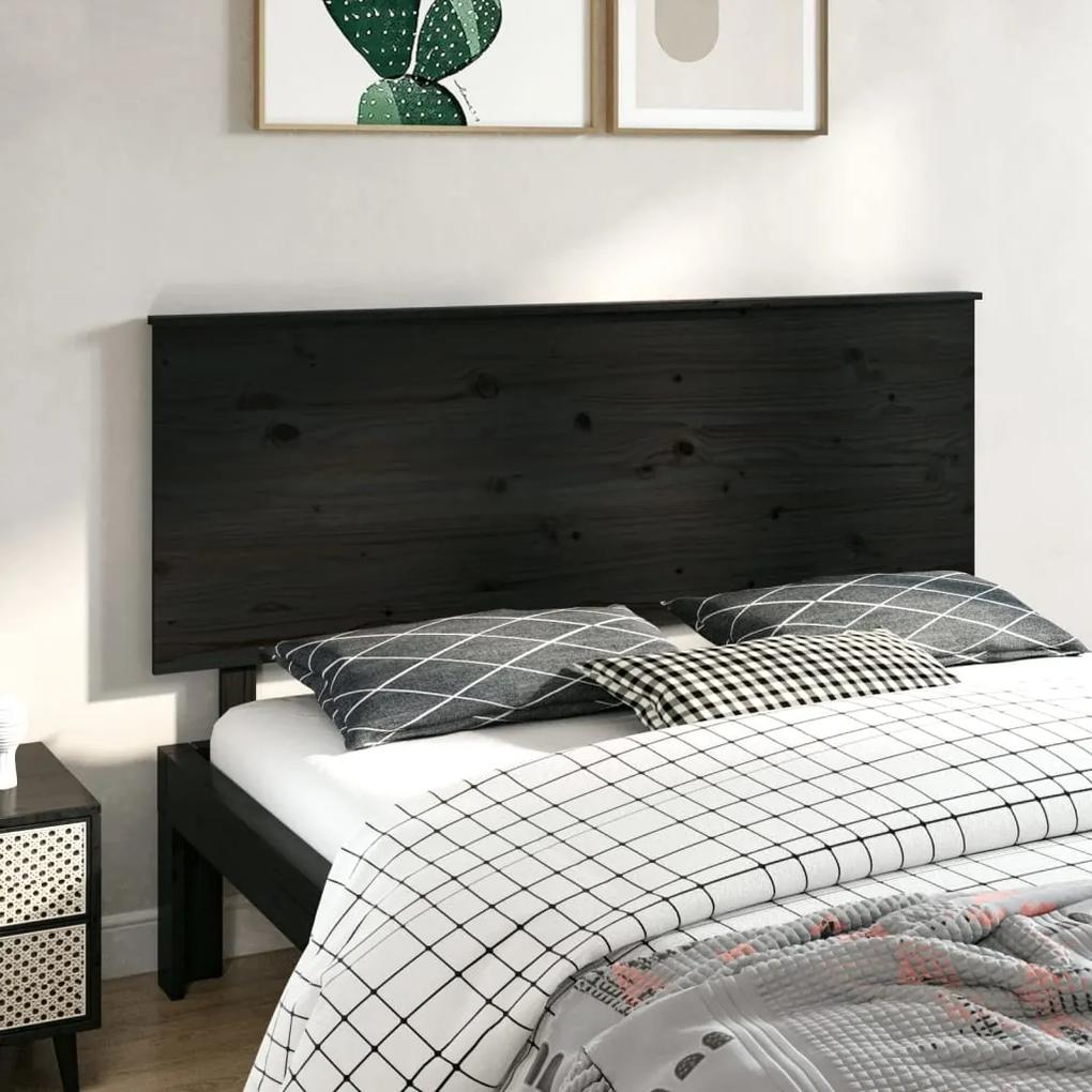 Tablie de pat, negru, 164x6x82,5 cm, lemn masiv de pin 1, Negru, 164 x 6 x 82.5 cm