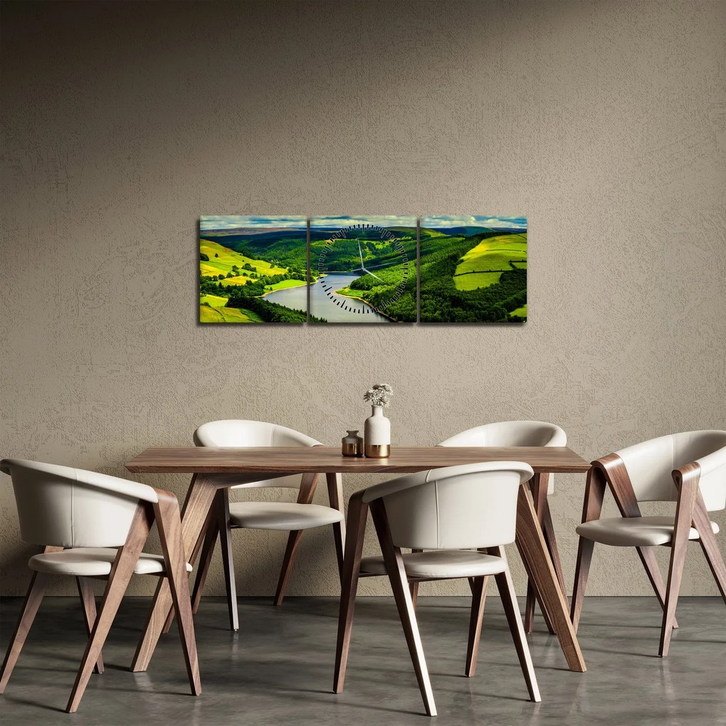 Tablou - Peisaj verde (cu ceas) (90x30 cm)