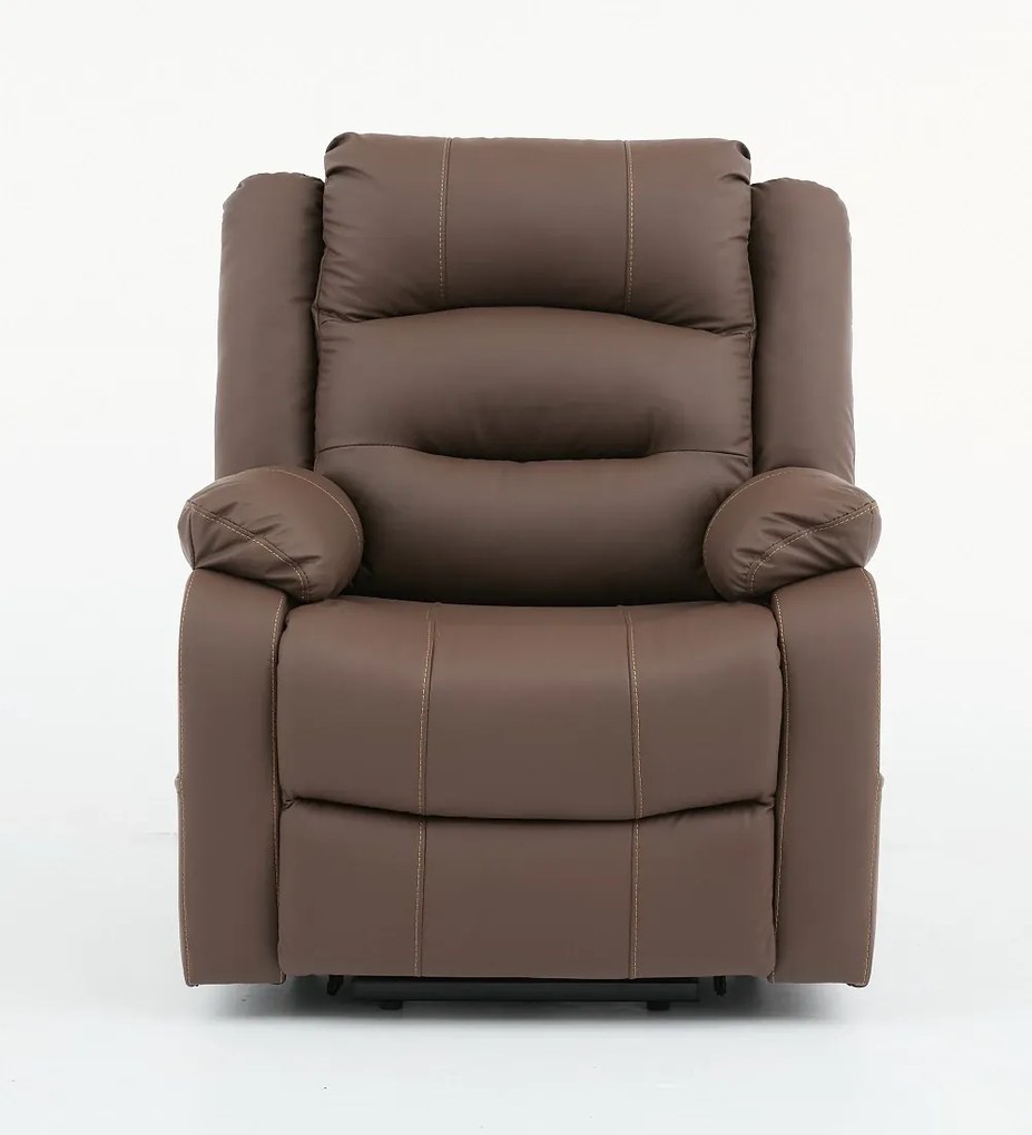 Fotoliu Electric Power Lift&Recliner, ridicare și rabatare, masaj și incalzire, buzunar lateral, telecomenzi, PU, Maro