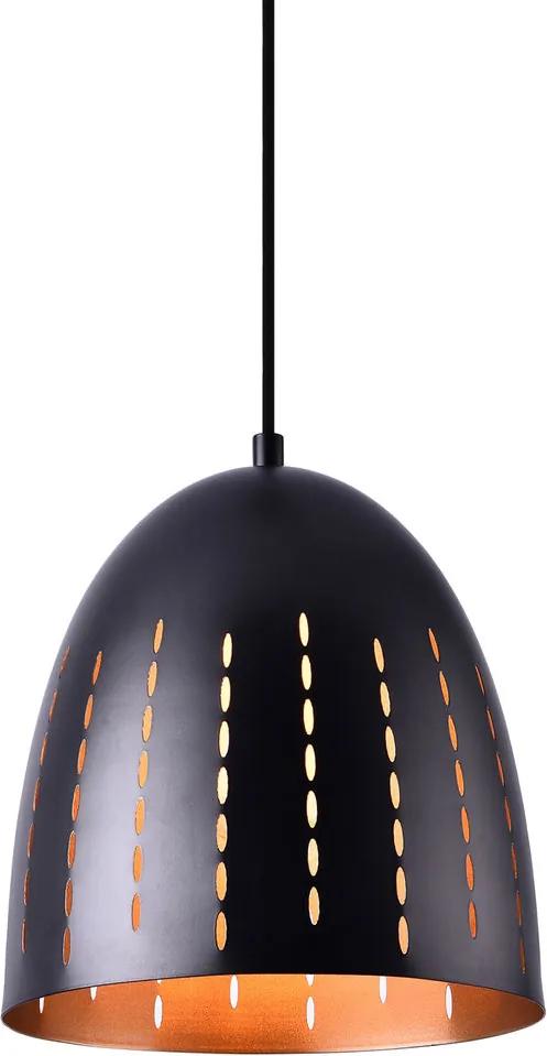 Lampa suspendata design decorativ – lampa plafon - Denver 155 x Ø 24 cm, negru / aramiu (1 x E27)