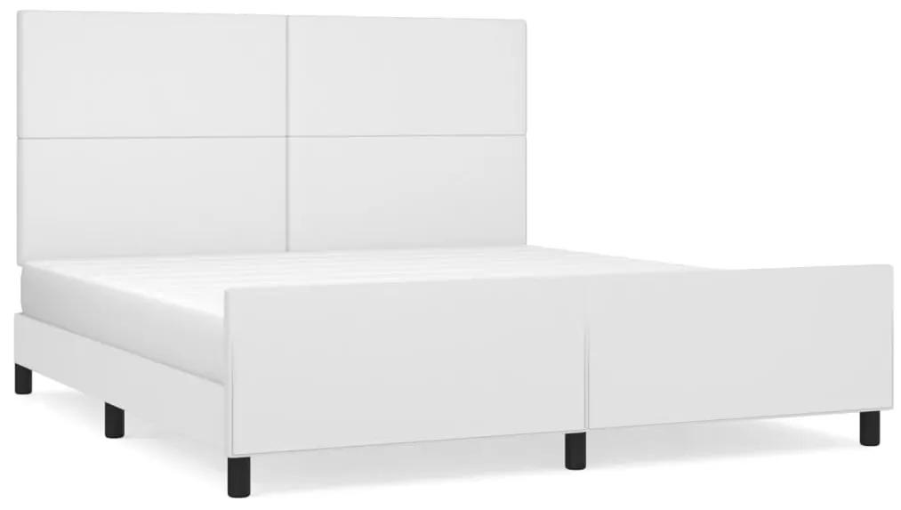 3125464 vidaXL Cadru de pat cu tăblie, alb, 180x200 cm, piele ecologică