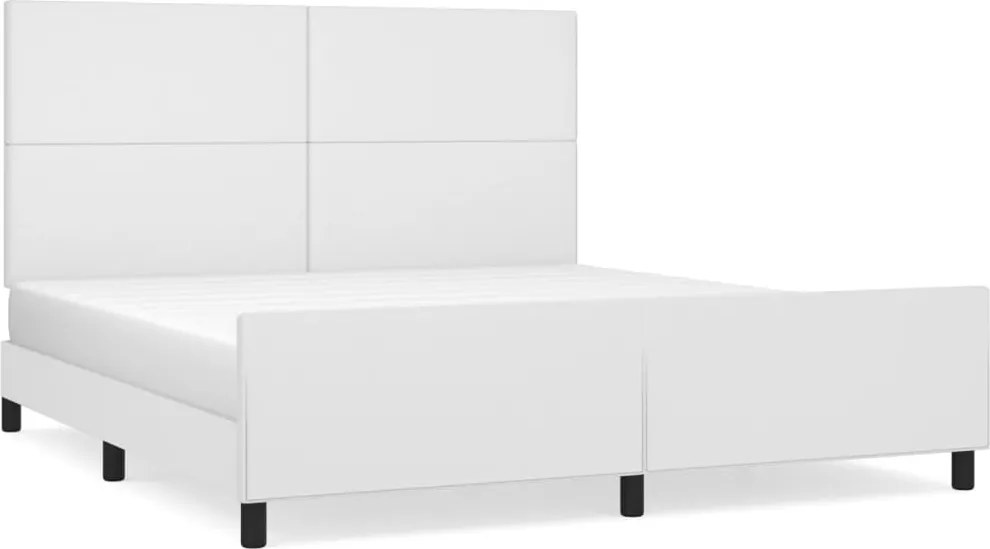 vidaXL Cadru de pat cu tăblie, alb, 180x200 cm, piele ecologică