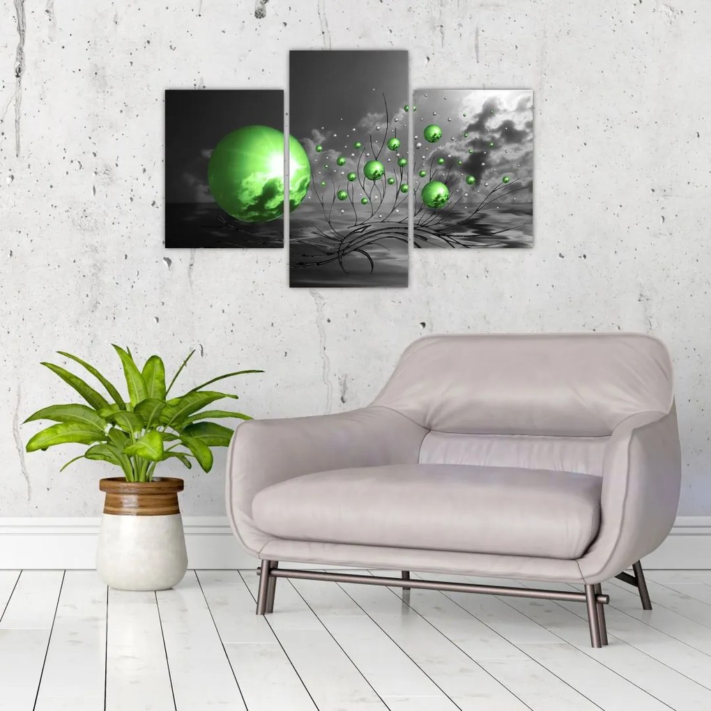 Tabloul bilelor verzi abstracte (90x60 cm)
