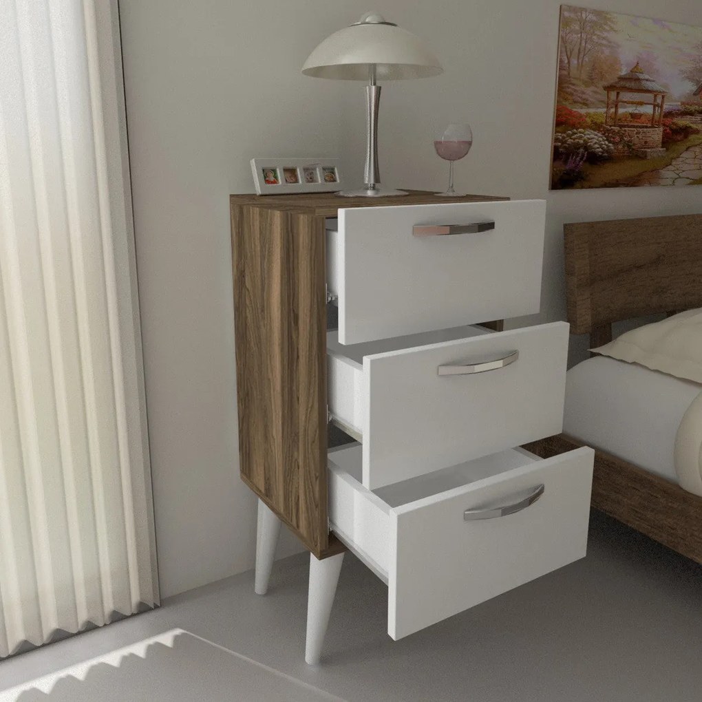 Noptieră Bellini v3 - White, Walnut