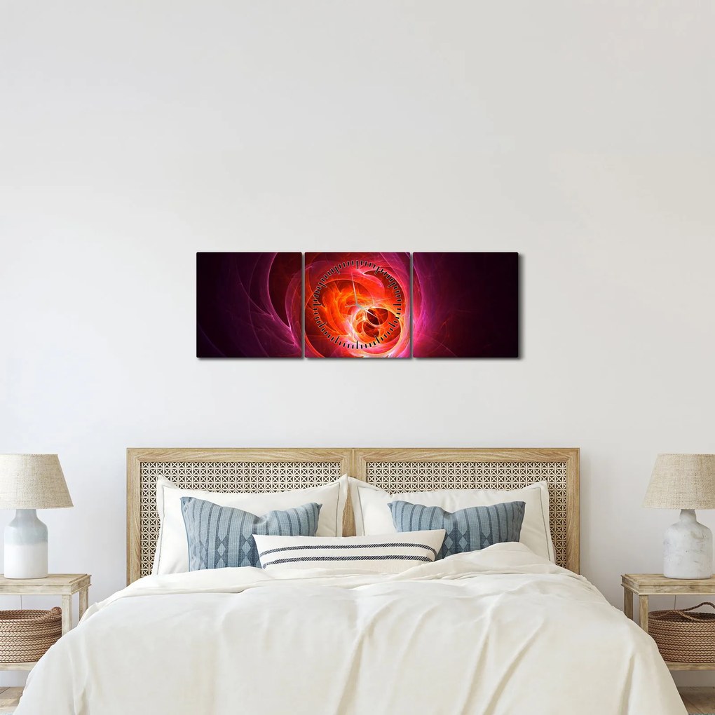 Tabloul modern cu abstracțiune roz (cu ceas) (90x30 cm)