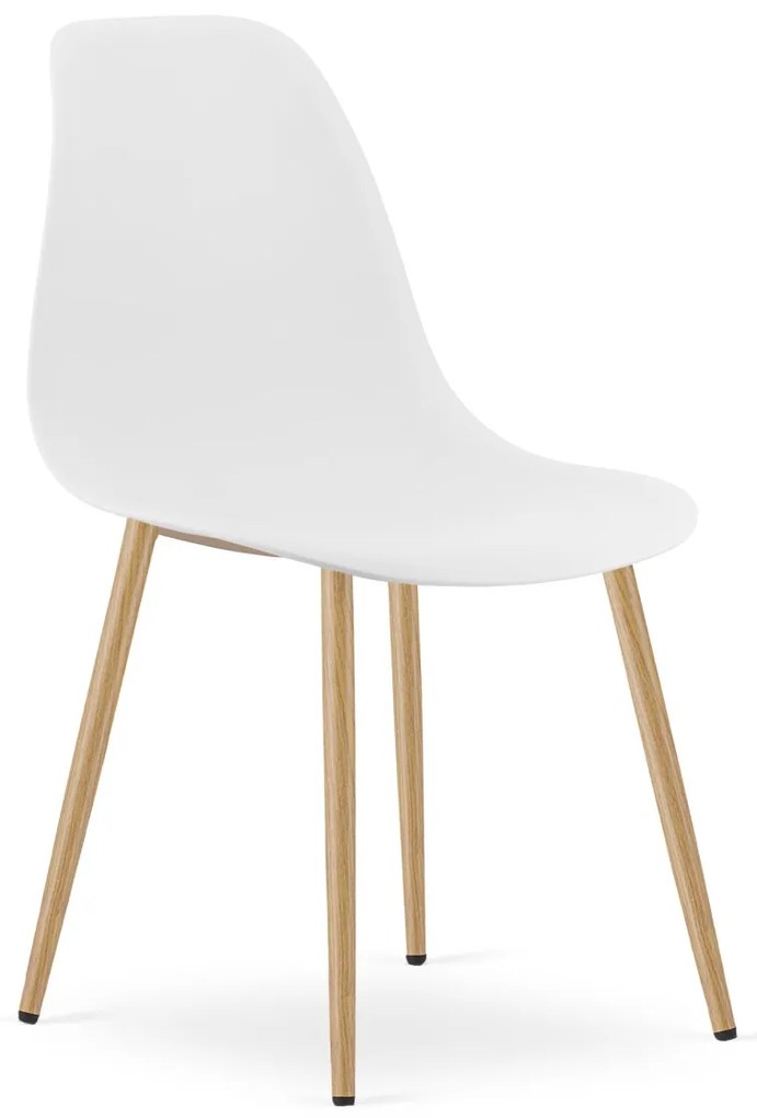 Set de dining 1 + 4, masa RAMOD alb/decor stejar + scaune OSAKA alb