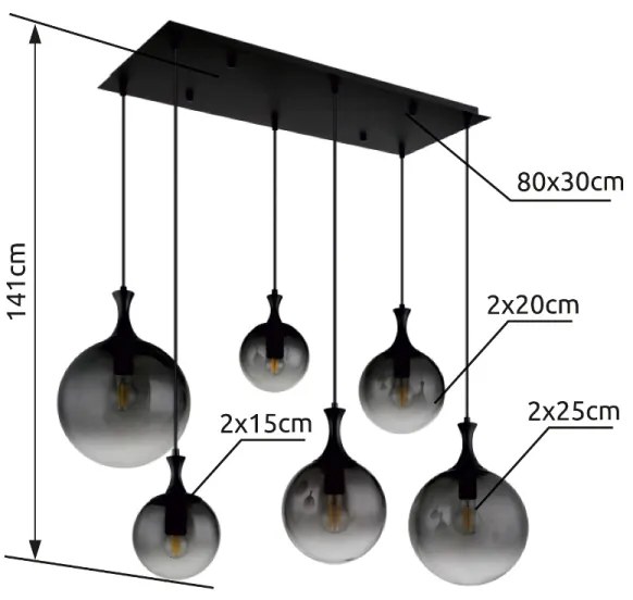 Lustră pe cablu Globo 15885-6H DALTON 6xE27/10W/230V