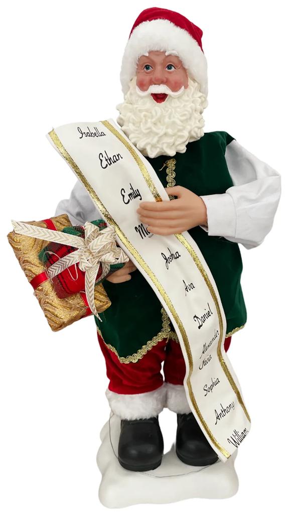 Figurina muzicala Craciun Santa Claus 60cm, Rosu Verde