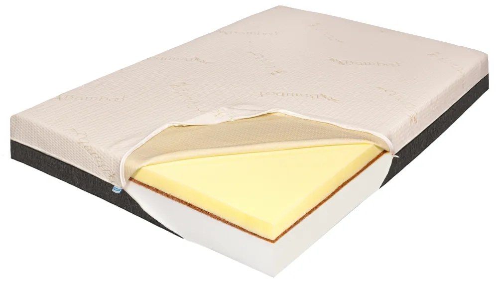 Saltea de Pat Ortopedica Memory 7 cm HD, Bio Cocos, Bio Bambus, 14+2+7, 120x200
