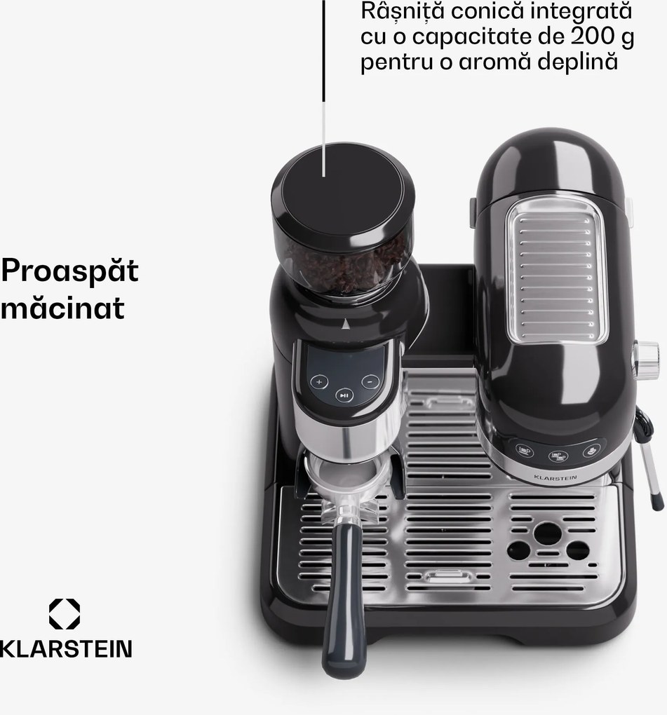 Klarstein Bella Café, aparat espresso, cu râșniță, 1550 W, 20 bar, 1,4 litri