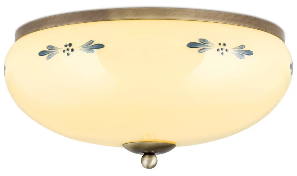 Plafoniera clasica Landhaus 35cm alama antique/ sticla champagne decor albastru