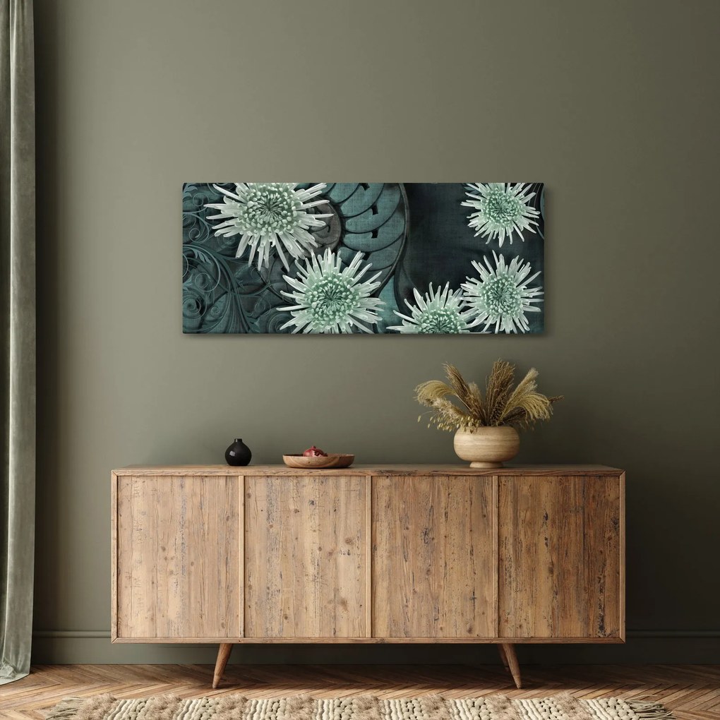 Tablou - Flori verzi (120x50 cm)