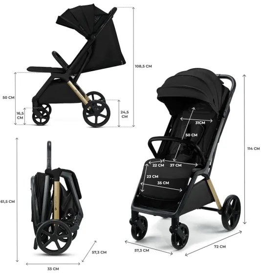Cărucior de copii KINDERKRAFT LOOM negru