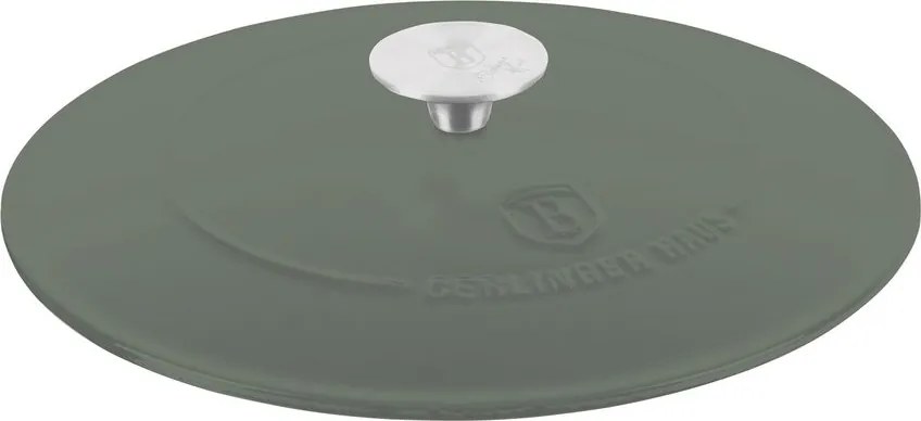 Cratiță din fontă emailată Berlinger Haus BH 6262, cu capac, 26 cm, verde mat