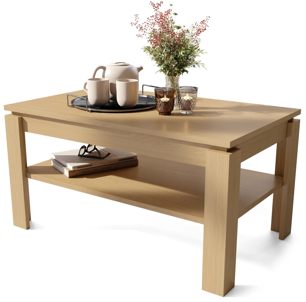 Mazzoni ASTI-R Stejar Oasis – MASĂ/MĂSUȚĂ CAFEA MODERNĂ CU BLAT EXTENSIBIL