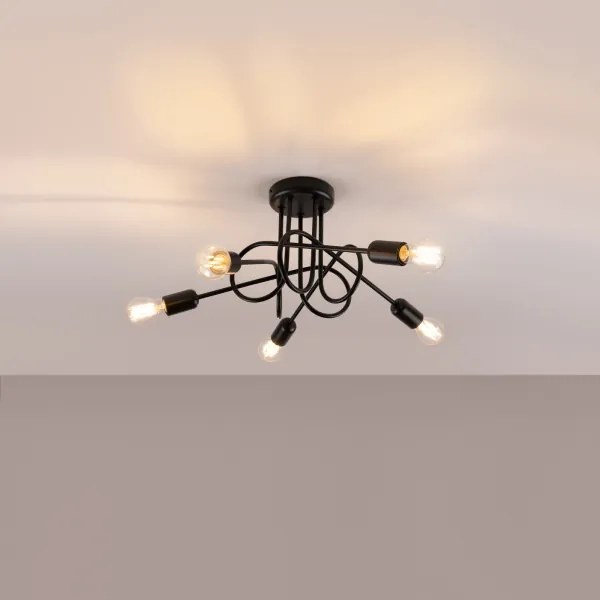 Lustră pe tijă Sollux SL.1435 LOOP 5xE27/15W/230V negru