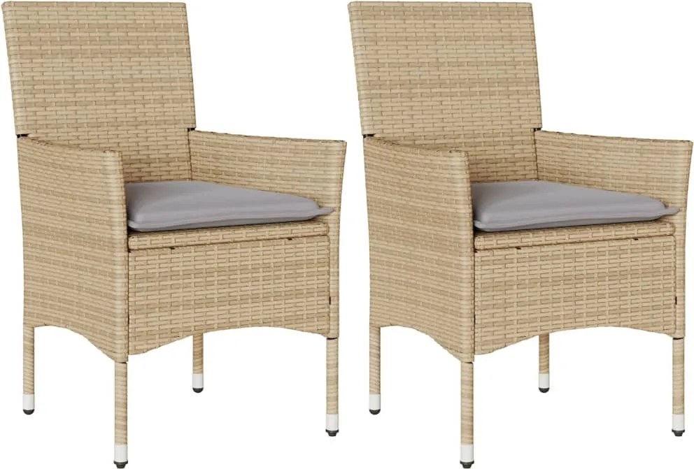 vidaXL Fotolii de grădină cu perne, 2 buc., bej, poliratan