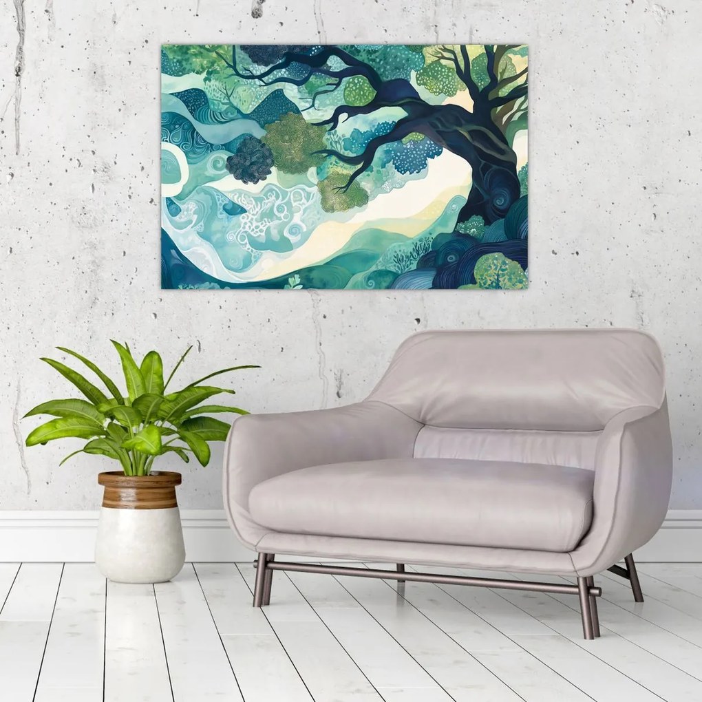 Tablou – Coroană verde a arborelui vieții (90x60 cm)