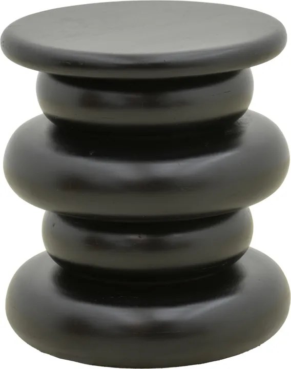 Masuta Laterala Rotunda Calina Lemn Masiv De Mango Negru D40x45 Cm